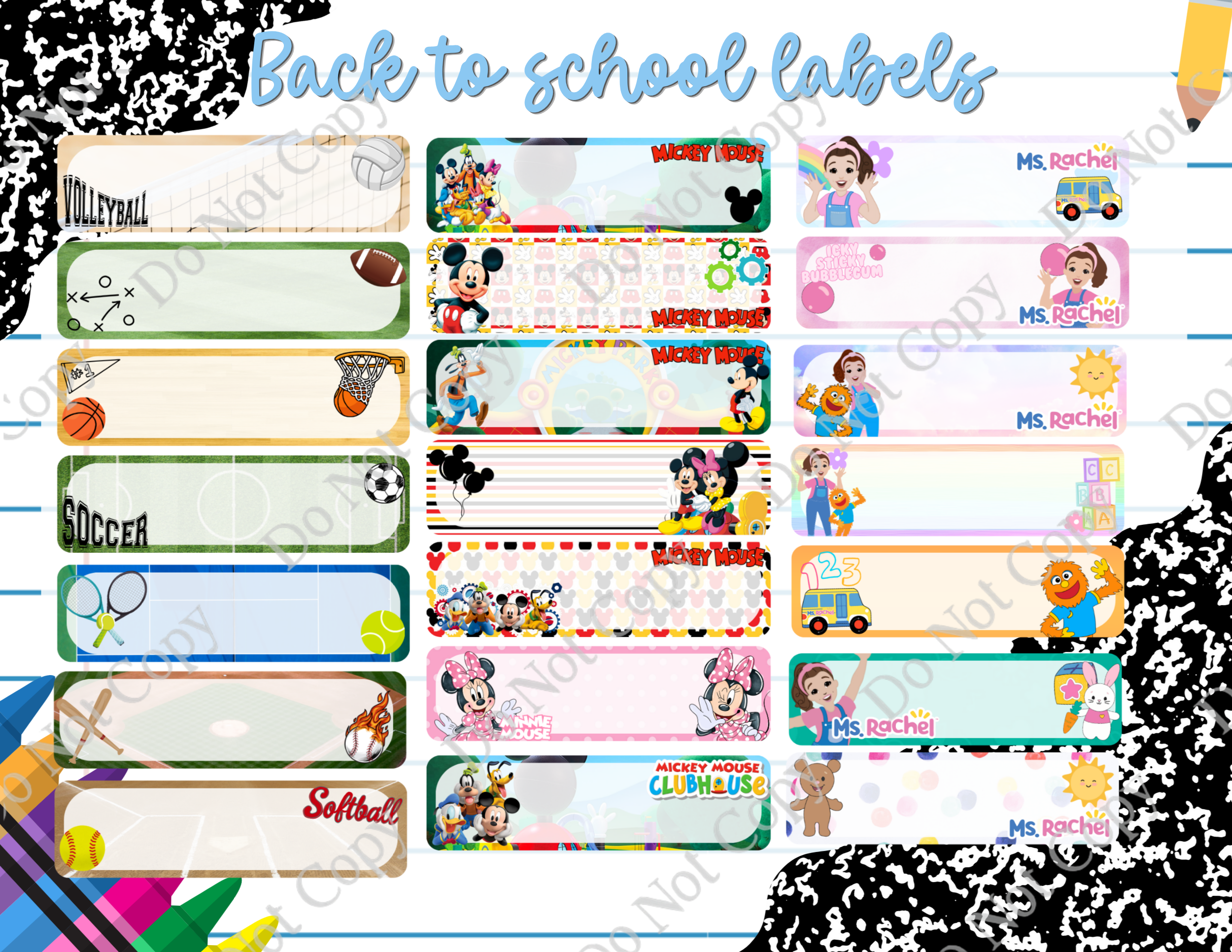 Back to School Vinyl Labels