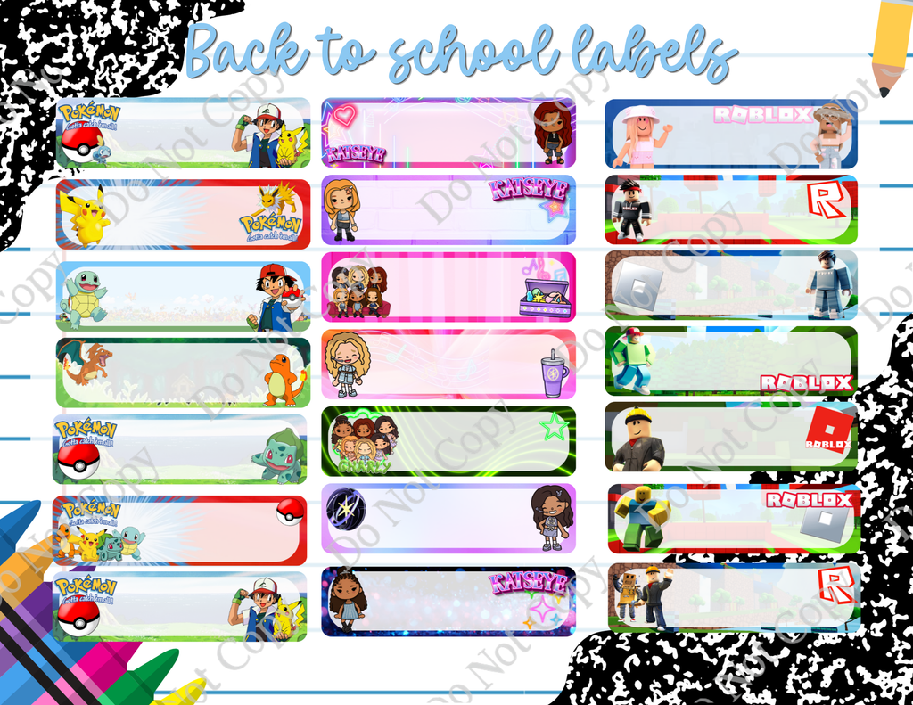 Back to School Vinyl Labels