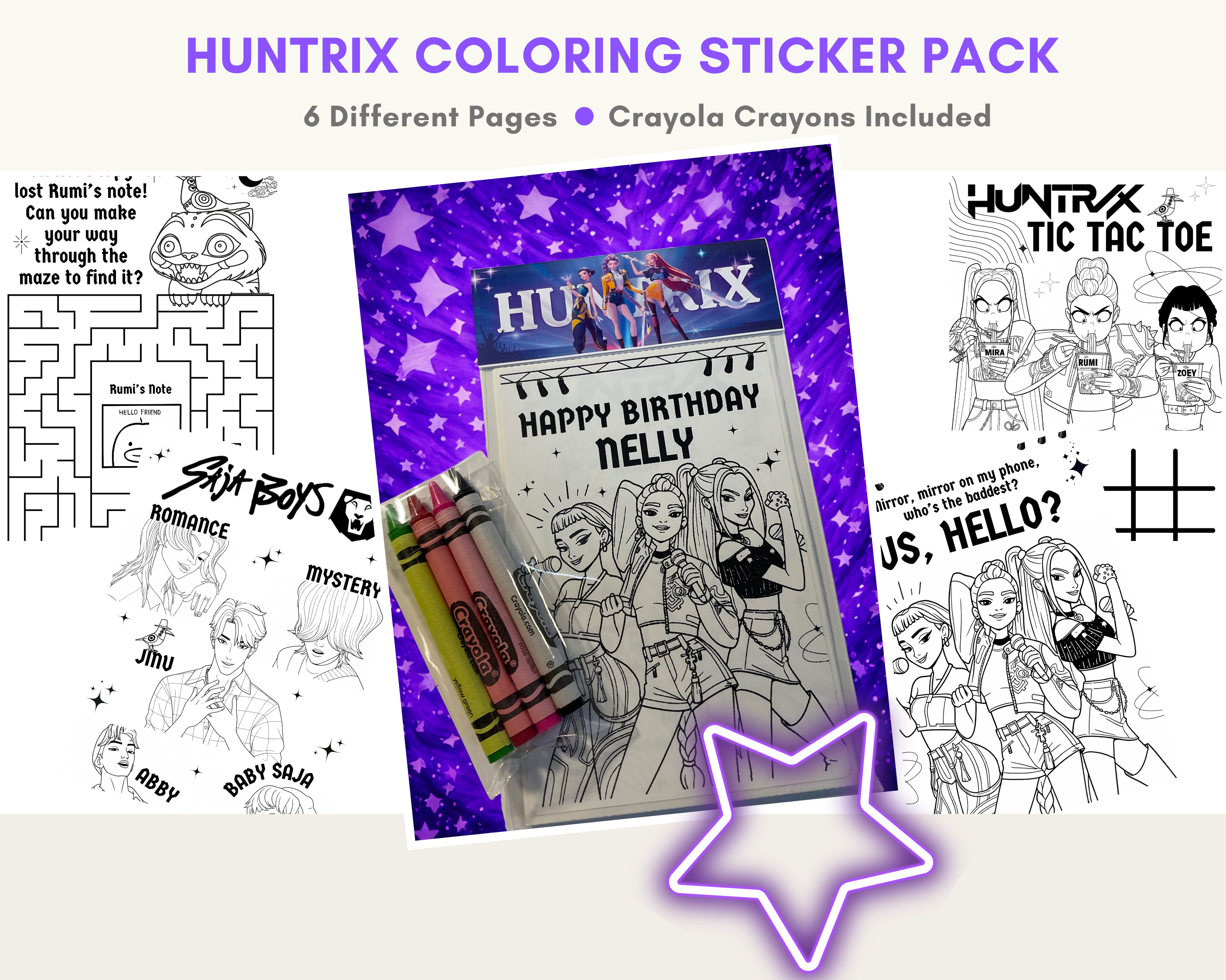 ✨ Themed Color Sticker Sheets w/ Crayons✨